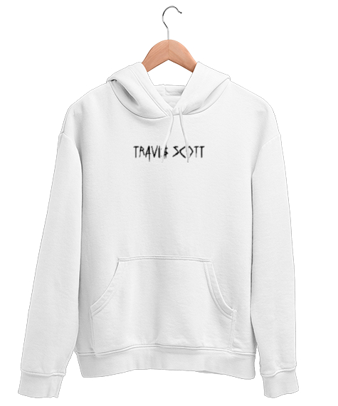 Tisho - RAP - Travis Scott Sırt Baskılı V2 Beyaz Unisex Kapşonlu Sweatshirt