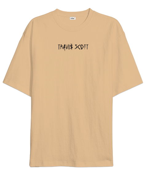 Tisho - RAP - Travis Scott Sırt Baskılı V2 Camel Oversize Unisex Tişört