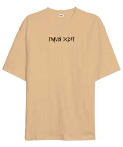 RAP - Travis Scott Sırt Baskılı V2 Camel Oversize Unisex Tişört