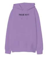 RAP - Travis Scott Sırt Baskılı V2 Lila Oversize Unisex Kapüşonlu Sweatshirt - Thumbnail