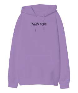 RAP - Travis Scott Sırt Baskılı V2 Lila Oversize Unisex Kapüşonlu Sweatshirt