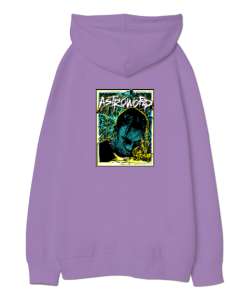 RAP - Travis Scott Sırt Baskılı V2 Lila Oversize Unisex Kapüşonlu Sweatshirt