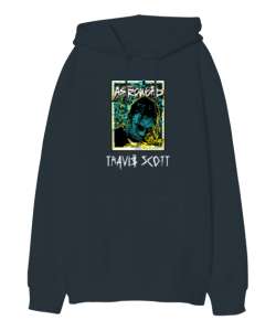 RAP - Travis Scott V2 Füme Oversize Unisex Kapüşonlu Sweatshirt