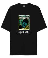 RAP - Travis Scott V2 Siyah Oversize Unisex Tişört - Thumbnail