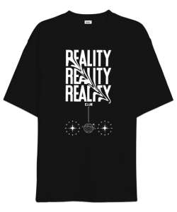 Reality club Siyah Oversize Unisex Tişört