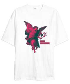 RED Angel Oversize Unisex White T-Shirt Oversize Unisex Tişört