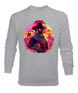 Red Dead Redemption Oyuncu Tasarımı Gri Erkek Sweatshirt