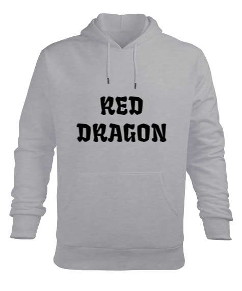 Red Dragon Gri Erkek Kapüşonlu Hoodie Sweatshirt