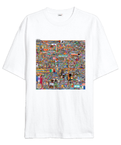 Reddit Place Beyaz Oversize T-Shirt Oversize Unisex Tişört