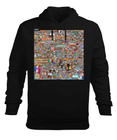 Reddit Place Siyah Hoodie Erkek Kapüşonlu Hoodie Sweatshirt