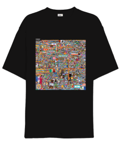 Reddit Place Siyah Oversize T-Shirt Oversize Unisex Tişört