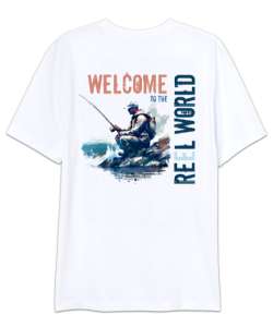 REEL WORLD BALIKÇI Beyaz Oversize Unisex Tişört