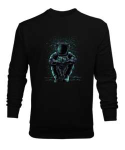 Relax Astronot Siyah Erkek Sweatshirt