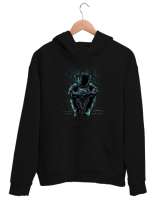 Relax Astronot Siyah Unisex Kapşonlu Sweatshirt - Thumbnail