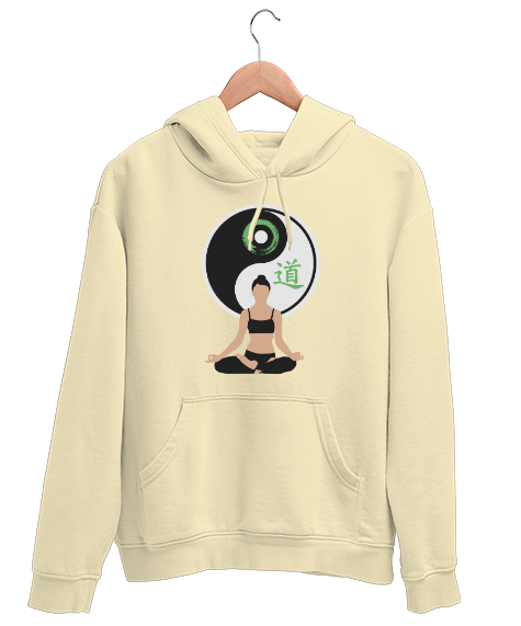 Tisho - Relax Yoga Meditasyon Çakra Krem Unisex Kapşonlu Sweatshirt