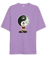 Relax Yoga Meditasyon Çakra Lila Oversize Unisex Tişört - Thumbnail