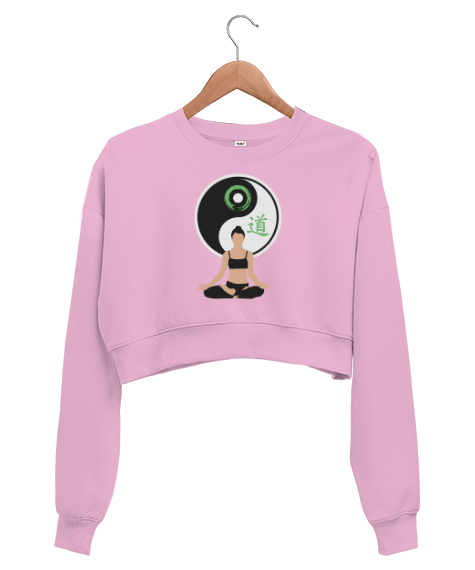 Tisho - Relax Yoga Meditasyon Çakra Pembe Kadın Crop Sweatshirt