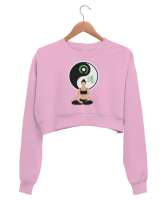 Relax Yoga Meditasyon Çakra Pembe Kadın Crop Sweatshirt - Thumbnail