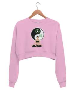 Relax Yoga Meditasyon Çakra Pembe Kadın Crop Sweatshirt