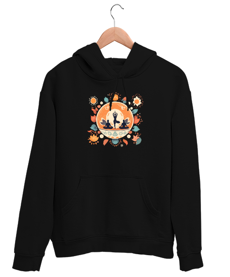 Tisho - Relax Yoga Meditasyon Çakra v2 Siyah Unisex Kapşonlu Sweatshirt