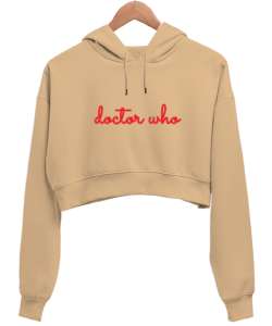 REMLİEFER Camel Kadın Crop Hoodie Kapüşonlu Sweatshirt