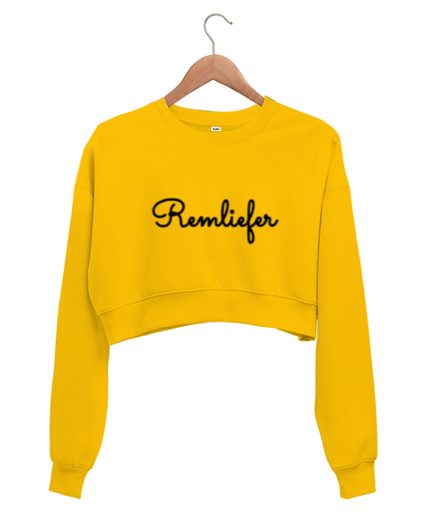 Tisho - REMLİEFER Sarı Kadın Crop Sweatshirt