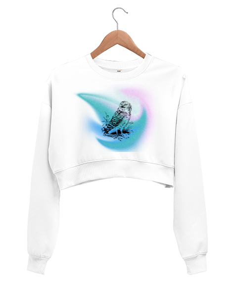 Tisho - renkli doğa Beyaz Kadın Crop Sweatshirt