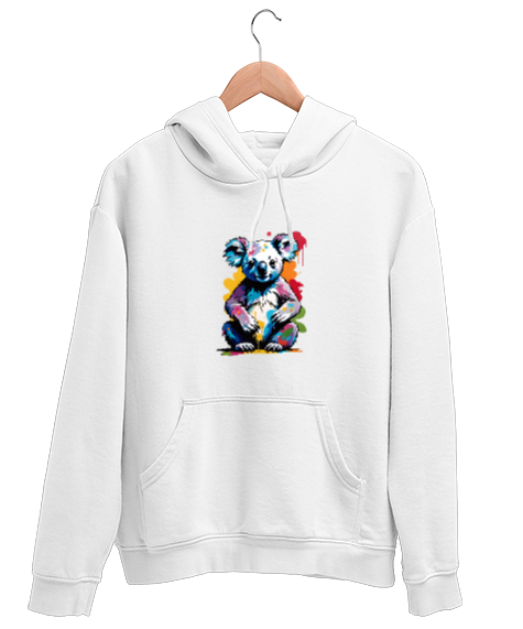 Tisho - renkli koala Beyaz Unisex Kapşonlu Sweatshirt