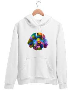 Renkli Köpek- Color Dog Beyaz Unisex Kapşonlu Sweatshirt