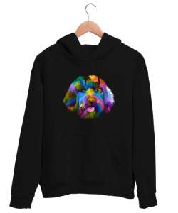 Renkli Köpek- Color Dog Siyah Unisex Kapşonlu Sweatshirt