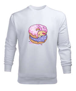 Renkli lezzetli ısırılmış donutlar Beyaz Erkek Sweatshirt