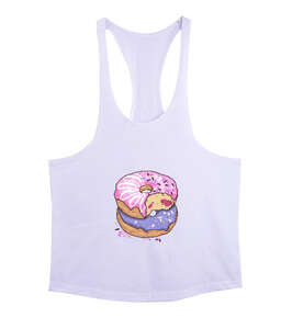 Renkli lezzetli ısırılmış donutlar Beyaz Erkek Tank Top Atlet