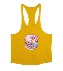 Renkli lezzetli ısırılmış donutlar Sarı Erkek Tank Top Atlet