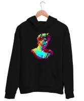 Renkli Tarihi Heykel Siyah Unisex Kapşonlu Sweatshirt - Thumbnail