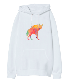 Renkli vahşi sırtlan Oversize Unisex Kapüşonlu Sweatshirt