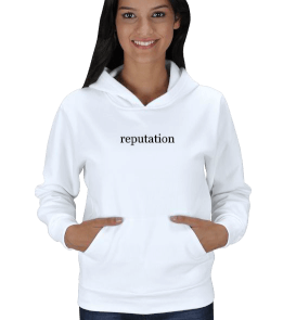 Reputation baskılı sweatshirt Kadın Kapşonlu