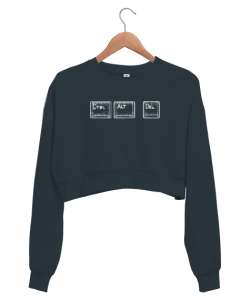 Reset - Ctrl Alt Del Füme Kadın Crop Sweatshirt