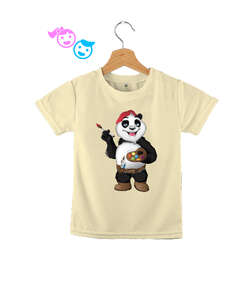 Ressam Panda Krem Çocuk Unisex