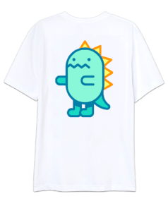 Retro dino tasarımlı Oversize Unisex Tişört