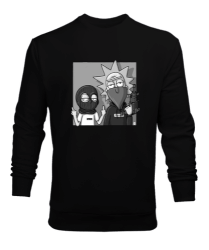 Rick And Morty Baskılı Siyah Erkek Sweatshirt