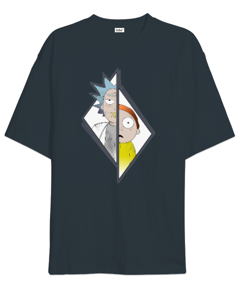 Tisho - Rick And Morty Füme Oversize Unisex Tişört