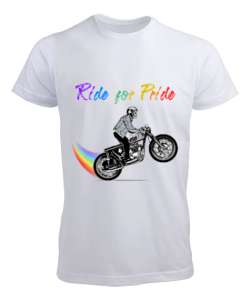 Ride for Pride Beyaz Erkek Tişört