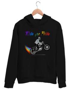 Ride for Pride Siyah Unisex Kapşonlu Sweatshirt