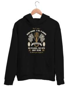 RIDE HARD or STAY HOME Siyah Unisex Kapşonlu Sweatshirt