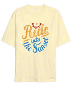 Ride İnto The Sunset Baskılı Oversize Unisex Tişört