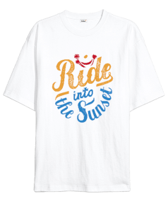 Ride İnto The Sunset Baskılı Oversize Unisex Tişört