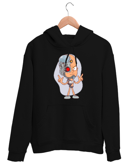 Tisho - Robot - Mekanik Adam Siyah Unisex Kapşonlu Sweatshirt