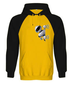 Robot Sarı/Siyah Orjinal Reglan Hoodie Unisex Sweatshirt