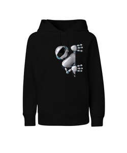 Robot Siyah Çocuk Unisex Hoodie Kapüşonlu