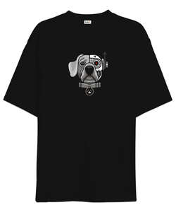 Robotic Dog Siyah Oversize Unisex Tişört